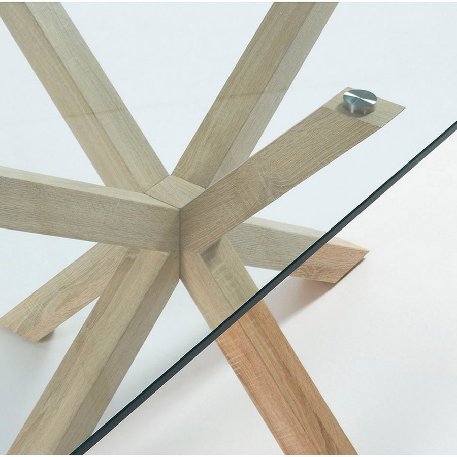 KAVE HOME Arya spisebord - klar glas og natur stl (180x100)