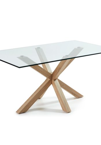 KAVE HOME Arya spisebord - klar glas og natur stl (180x100)