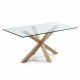 KAVE HOME Arya spisebord - klar glas og natur stl (180x100)