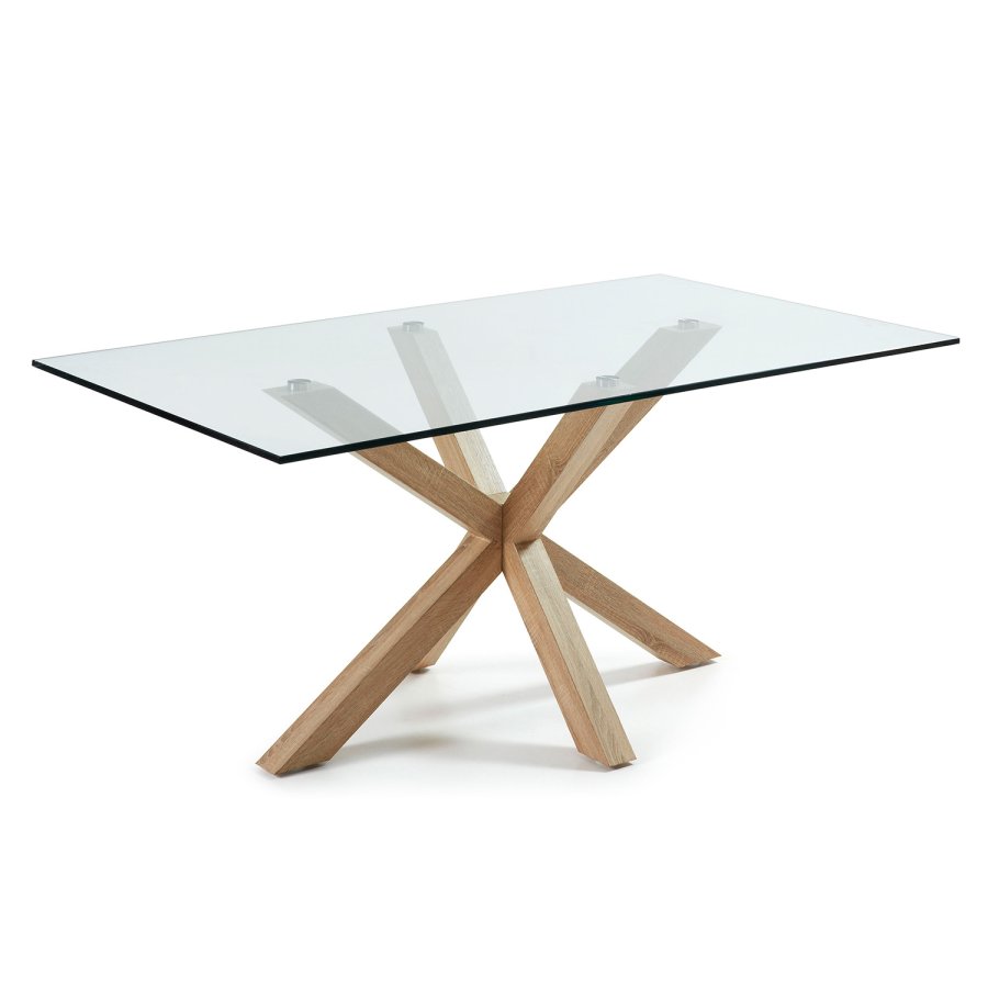 KAVE HOME Arya spisebord - klar glas og natur stl (180x100)