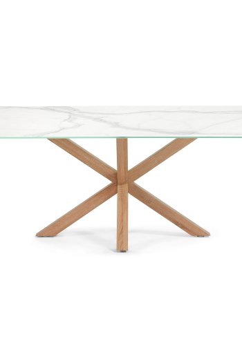 KAVE HOME Arya spisebord - hvid porceln/glas og natur, rektangulr (180x100)