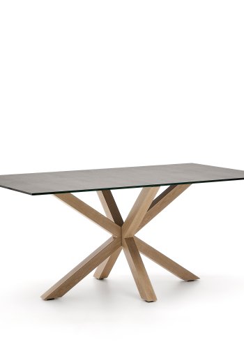 KAVE HOME Argo spisebord, rektangulr - jern mos porceln og stl med trfinish (180x100)