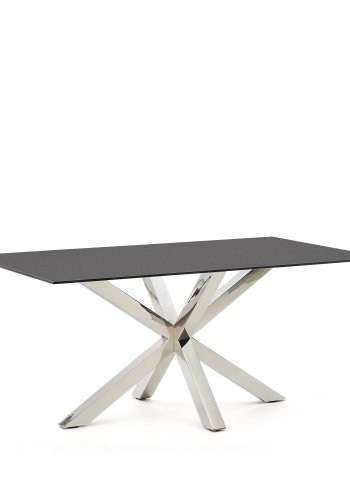 KAVE HOME Argo spisebord, rektangulr - matteret sort glas og rustfri stl (160x90)