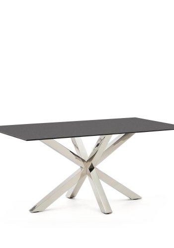 KAVE HOME Argo spisebord, rektangulr - matteret sort glas og rustfri stl (160x90)