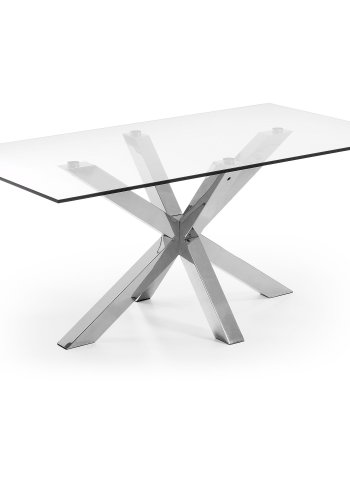 KAVE HOME Argo spisebord, rektangulr - klar glas og slv stl (160x90)