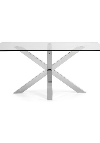 KAVE HOME Argo spisebord, rektangulr - klar glas og slv stl (160x90)