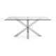 KAVE HOME Argo spisebord, rektangulr - klar glas og slv stl (160x90)