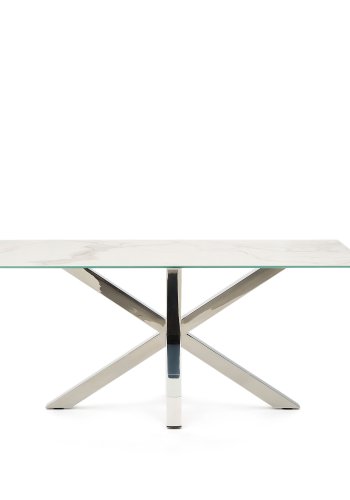 KAVE HOME Argo spisebord, rektangulr - hvid Kalos porceln og rustfri stl (160x90)