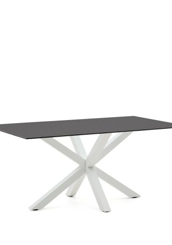 KAVE HOME Argo spisebord, rektangulr - matteret sort glas og hvid stl (160x90)