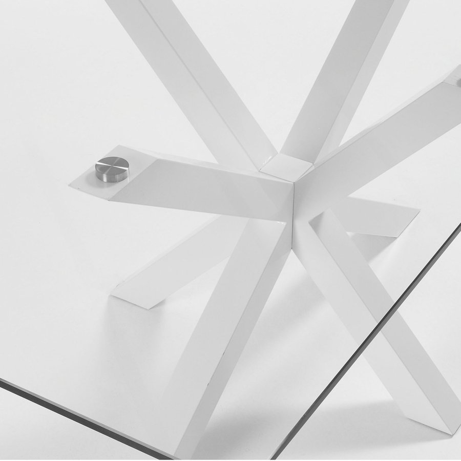 KAVE HOME Argo spisebord, rektangulr - klar glas og hvid stl (160x90)