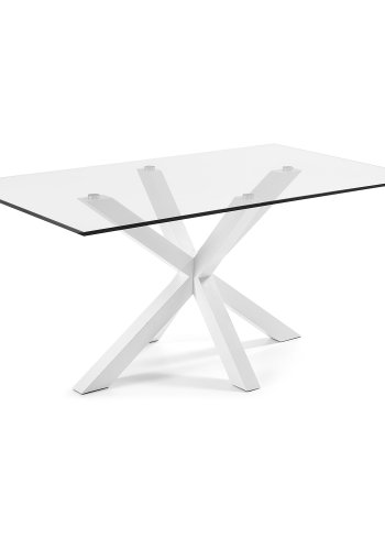 KAVE HOME Argo spisebord, rektangulr - klar glas og hvid stl (160x90)