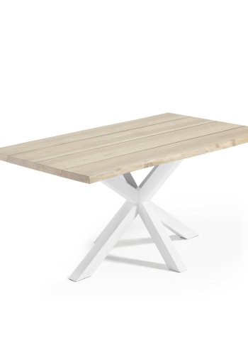 KAVE HOME Argo spisebord, rektangulr - hvidkalket egefinér og hvid stl (160x90)