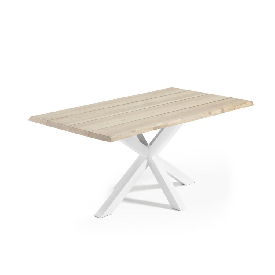 KAVE HOME Argo spisebord, rektangulr - hvidkalket egefinér og hvid stl (160x90)
