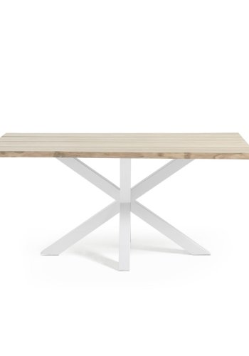 KAVE HOME Argo spisebord, rektangulr - hvidkalket egefinér og hvid stl (160x90)