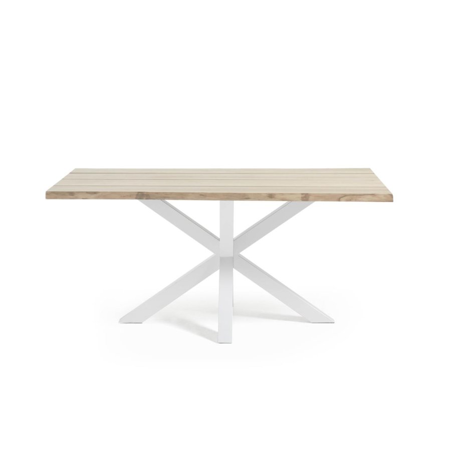 KAVE HOME Argo spisebord, rektangulr - hvidkalket egefinér og hvid stl (160x90)