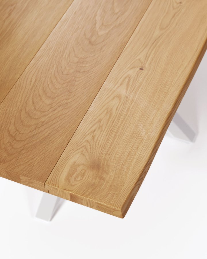 KAVE HOME Argo spisebord, rektangulr - natur egefinér og hvid stl (160x90)