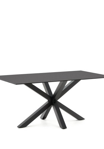 KAVE HOME Argo spisebord, rektangulr - matteret sort glas og sort stl (160x90)