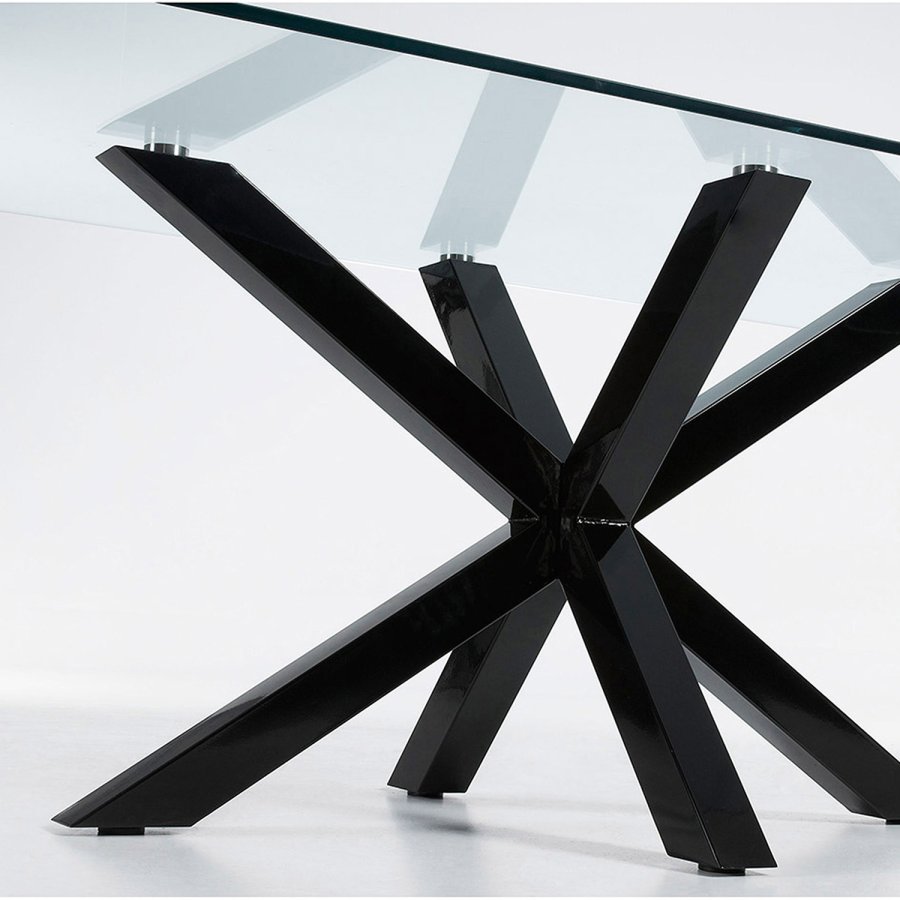 KAVE HOME Arya spisebord - klar glas og sort stl (160x90)