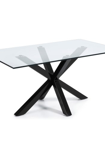KAVE HOME Arya spisebord - klar glas og sort stl (160x90)