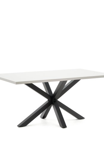 KAVE HOME Argo spisebord, rektangulr - hvid melamin og sort stl (160x100)
