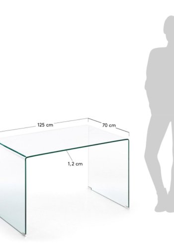KAVE HOME Burano skrivebord, rektangulrt - klar glas (125x70)
