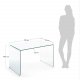 KAVE HOME Burano skrivebord, rektangulrt - klar glas (125x70)