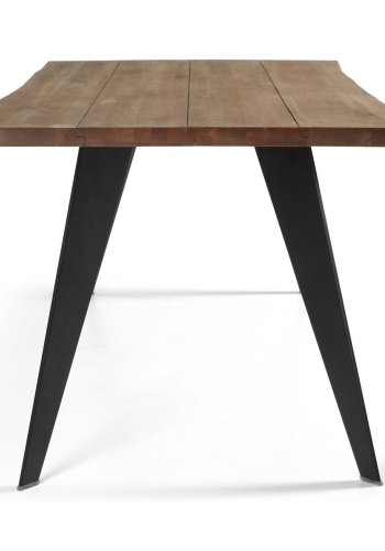 KAVE HOME Koda egetrsfinerbord med slidt finish og sorte stlben, 180 x 100 cm