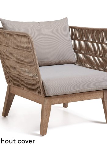 KAVE HOME Bellano lnestol, m. armln - beige stof og natur polyester reb/eukalyptustr