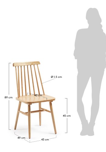 KAVE HOME Kristie spisebordsstol - natur gummitr 