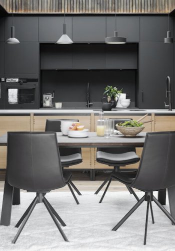 ROWICO Carradale spisebord, m. udtrk - brun eg og sort metal (170x100)