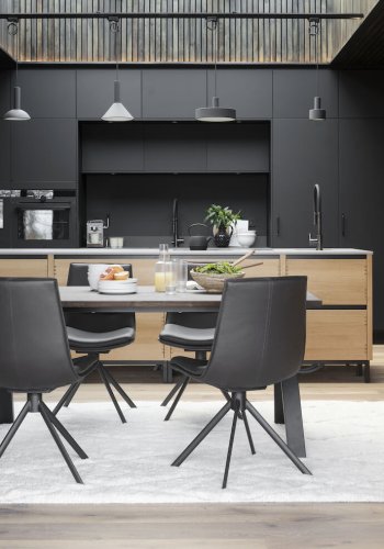 ROWICO Carradale spisebord, m. udtrk - brun eg og sort metal (170x100)