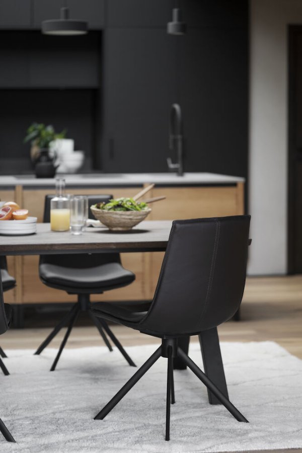 ROWICO Lowell drejestol - brun lder og sort metal