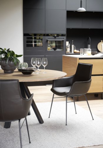 ROWICO Lowell spisebordsstol, m. armln - brun lder og sort metal