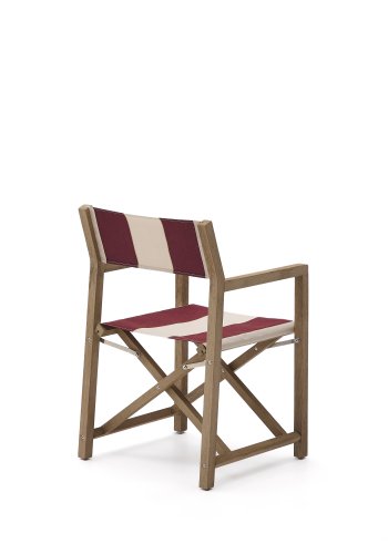 KAVE HOME Vilara bordeaux og beigestribet udendrs klapstol lavet af FSC 100% massivt akacietr