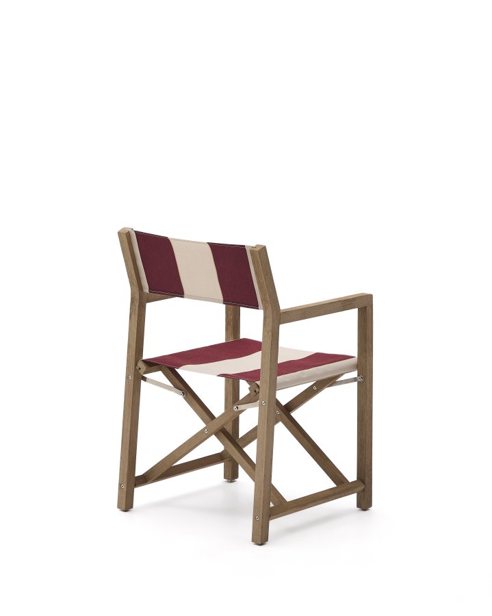 KAVE HOME Vilara bordeaux og beigestribet udendrs klapstol lavet af FSC 100% massivt akacietr