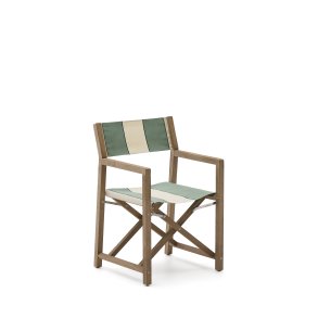 KAVE HOME Vilara grn og beige stribet udendrs klapstol lavet af FSC 100% massivt akacietr