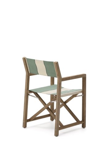 KAVE HOME Vilara grn og beige stribet udendrs klapstol lavet af FSC 100% massivt akacietr