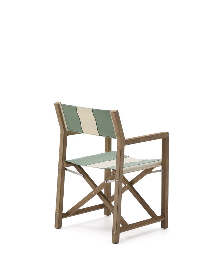 KAVE HOME Vilara grn og beige stribet udendrs klapstol lavet af FSC 100% massivt akacietr
