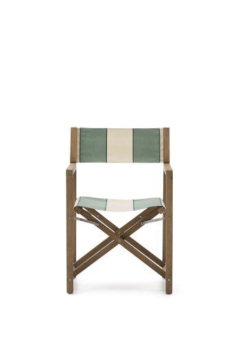 KAVE HOME Vilara grn og beige stribet udendrs klapstol lavet af FSC 100% massivt akacietr