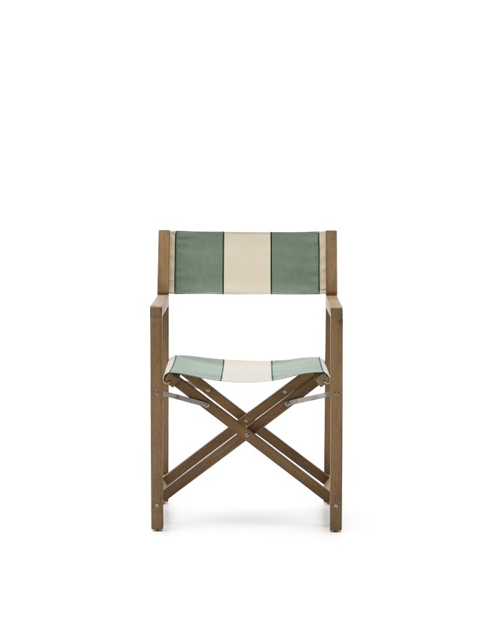 KAVE HOME Vilara grn og beige stribet udendrs klapstol lavet af FSC 100% massivt akacietr