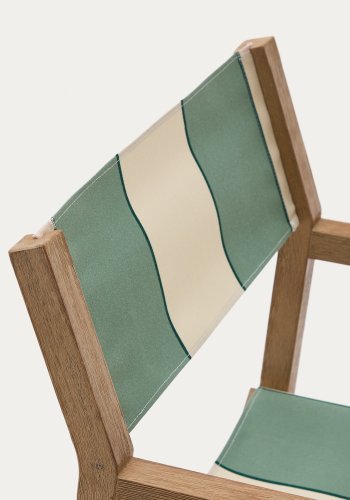 KAVE HOME Vilara grn og beige stribet udendrs klapstol lavet af FSC 100% massivt akacietr