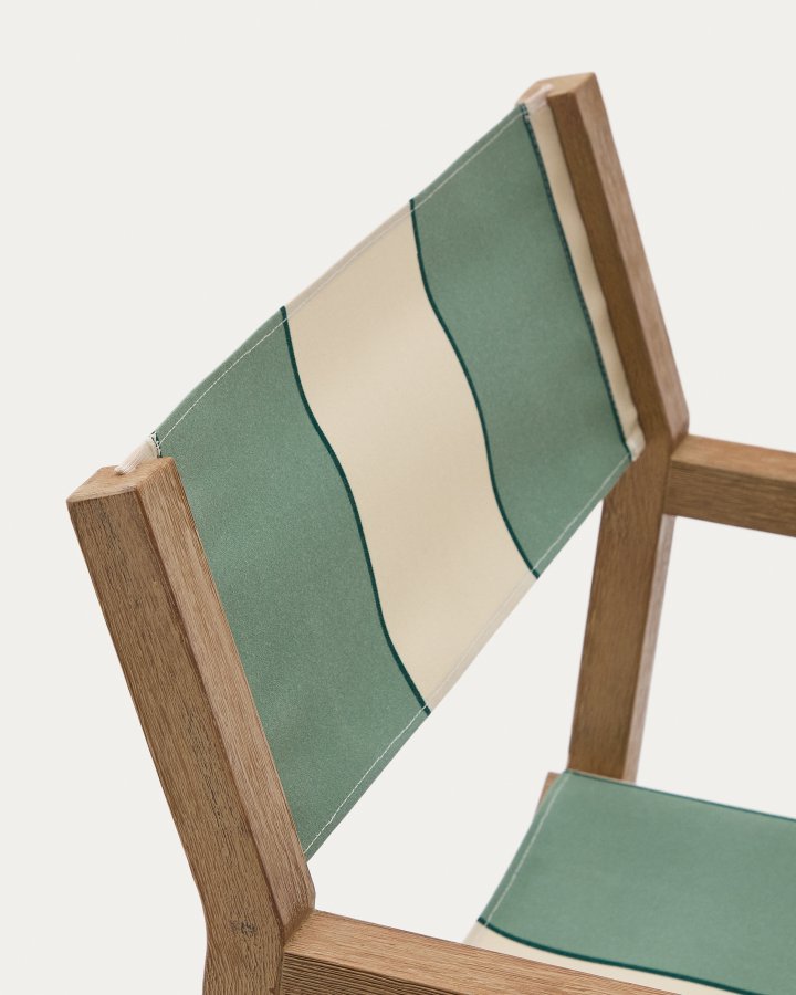 KAVE HOME Vilara grn og beige stribet udendrs klapstol lavet af FSC 100% massivt akacietr