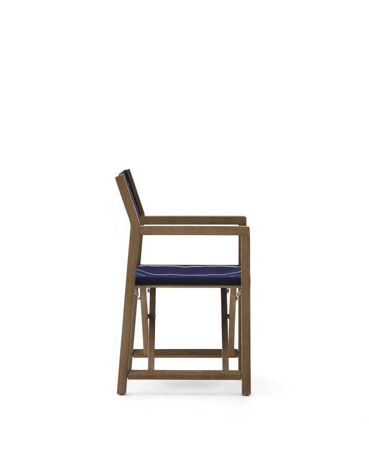 KAVE HOME Vilara bl og beige stribet udendrs klapstol lavet af FSC 100% massivt akacietr