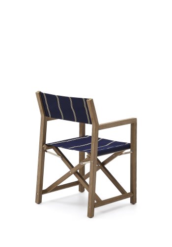 KAVE HOME Vilara bl og beige stribet udendrs klapstol lavet af FSC 100% massivt akacietr