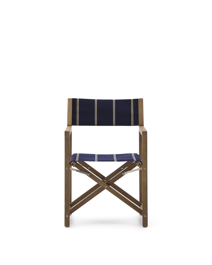 KAVE HOME Vilara bl og beige stribet udendrs klapstol lavet af FSC 100% massivt akacietr