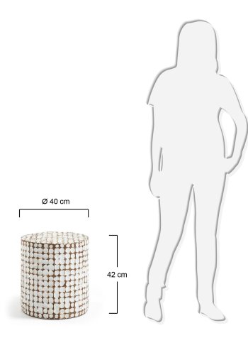 KAVE HOME Necoco sidebord, rund - hvid/natur kokosnd/mangotr (40)