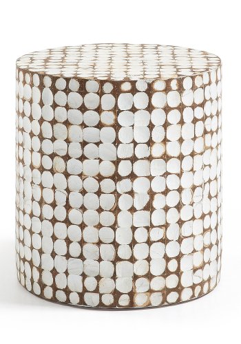KAVE HOME Necoco sidebord, rund - hvid/natur kokosnd/mangotr (40)