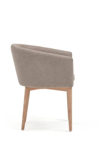 KAVE HOME Harlan spisebordsstol, m. armln - brun chenille stol og natur asketr