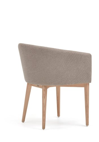 KAVE HOME Harlan spisebordsstol, m. armln - brun chenille stol og natur asketr