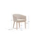 KAVE HOME Harlan spisebordsstol, m. armln - beige chenille stol og natur asketr